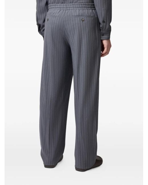 Tod's Blue Pinstripe-Pattern Drawstring Trousers for men