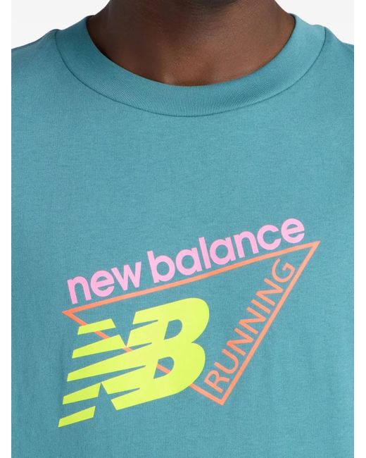 New Balance Blue T-Shirt À Logo Imprimé for men