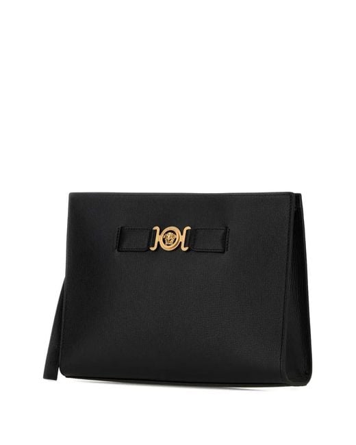 Versace Black Medusa Leather Clutch Bag for men