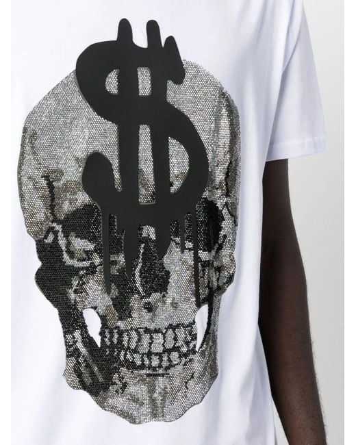 Philipp Plein White Skull-Print Crew-Neck T-Shirt for men
