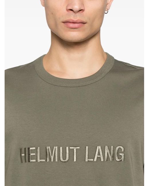 Helmut Lang Green Embroidered-Logo T-Shirt for men