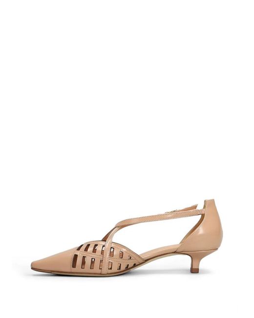 Julie Dee Natural Cut-Out Pointed-Toe Pumps