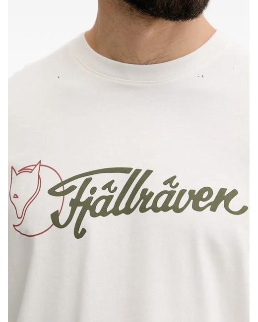 Fjallraven White Logo-Print T-Shirt for men