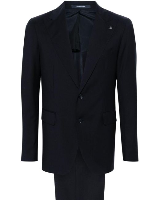Tagliatore Blue Brooch-detail Wool Suit for men