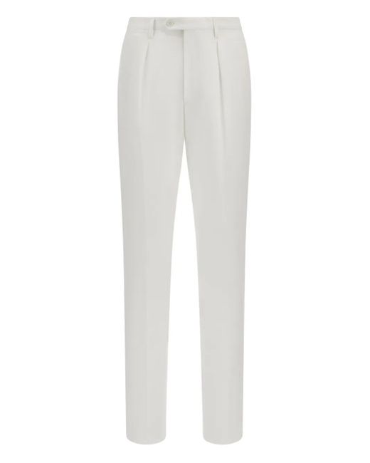 Boggi White Side-Dart Trousers for men