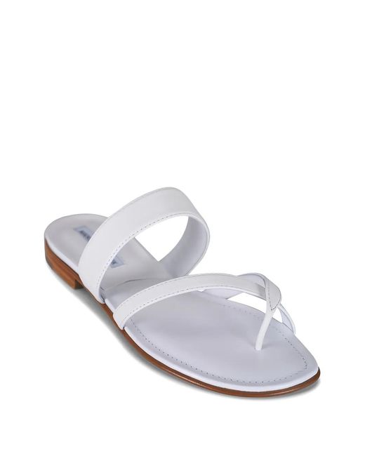 Manolo Blahnik White Multi-Strap Toe-Post Sandals
