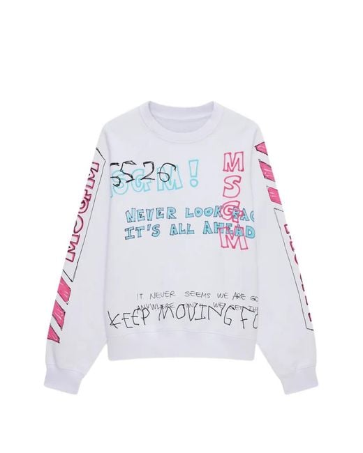 MSGM White Print-Detail Sweatshirt for men