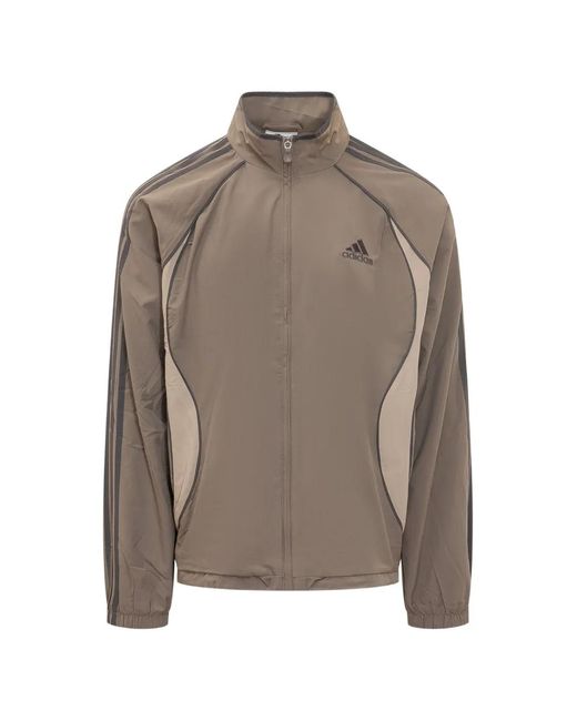 Adidas Brown Logo-Detail Jacket for men
