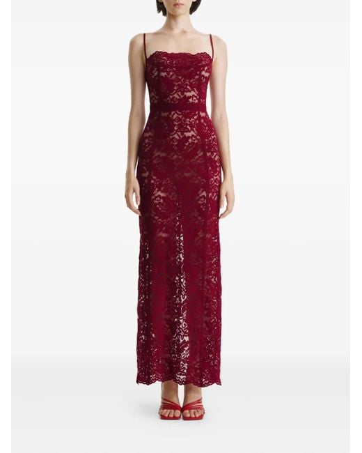 2310 STUDIO Red Maxikleid mit Spitzeneinsätzen