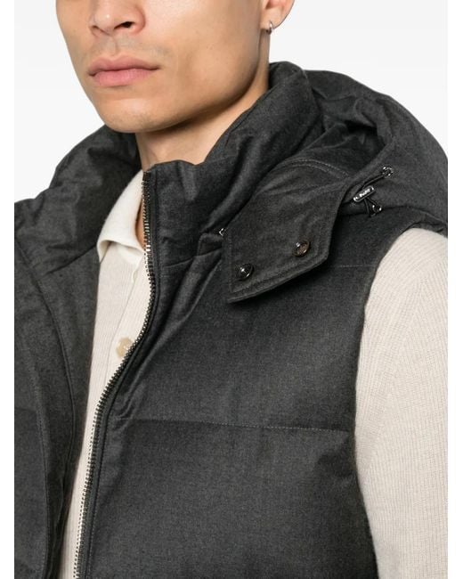 Chaleco Acolchado Con Capucha Moorer de hombre de color Gray
