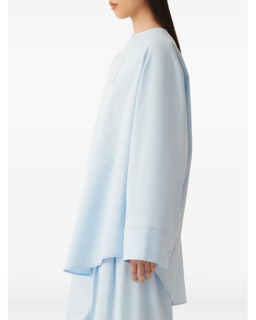 Fabiana Filippi Blue Keyhole Long-Sleeve Top