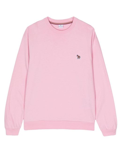 PS by Paul Smith Pink Appliqué-detail Cotton Sweatshirt