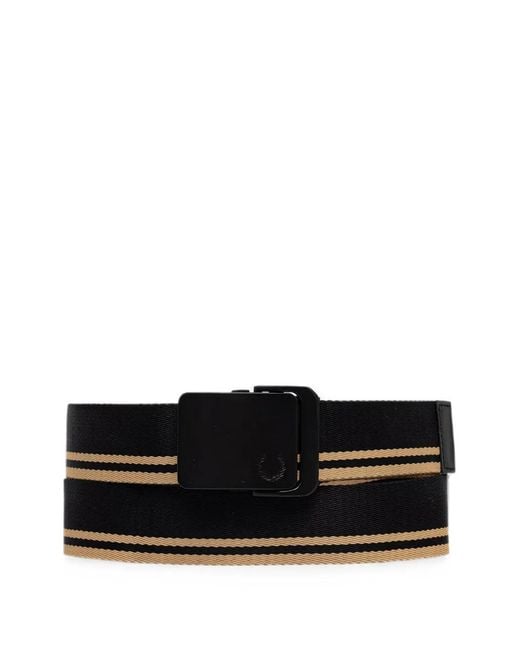 Fred Perry Black Striped Webbed Belt