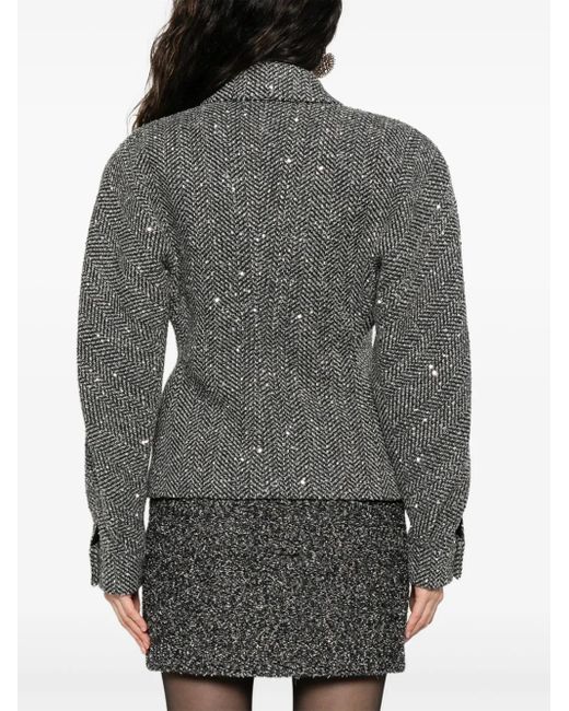 Alessandra Rich スパンコール ヘリンボーン ジャケット Gray