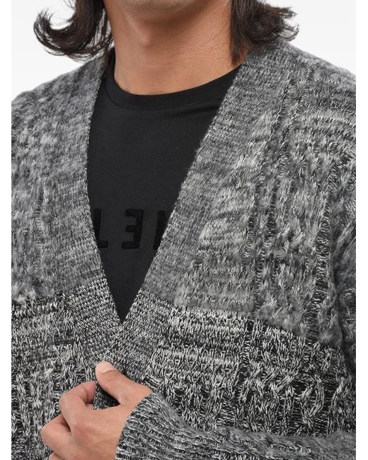 Roberto Collina Gray Cable-Knit Cardigan for men