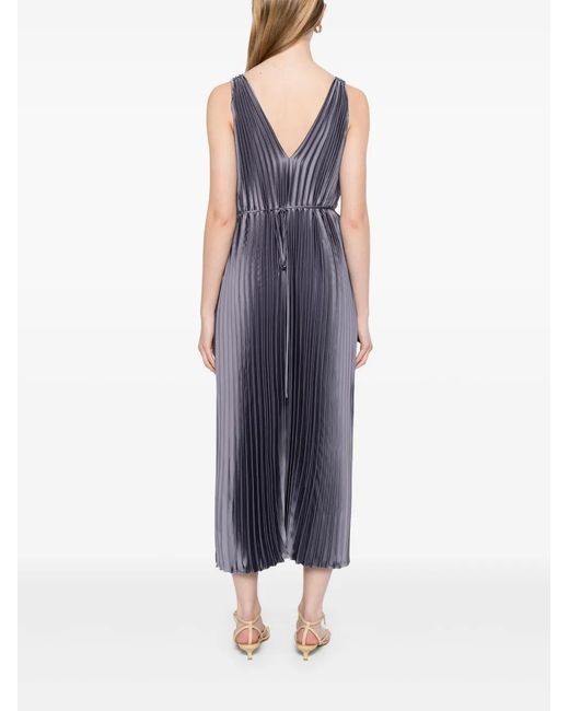 Vince Blue Pleated Satin Midi Dress