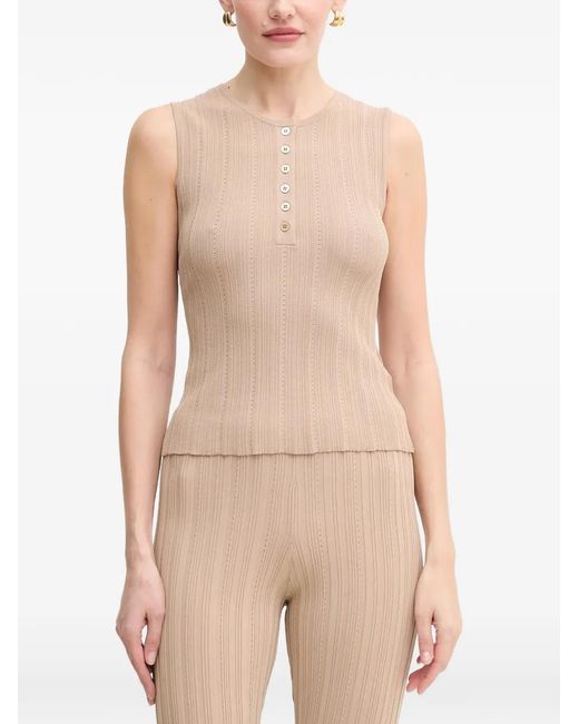MARCIANO BY GUESS Natural Buttoned Ribbed Tank Top