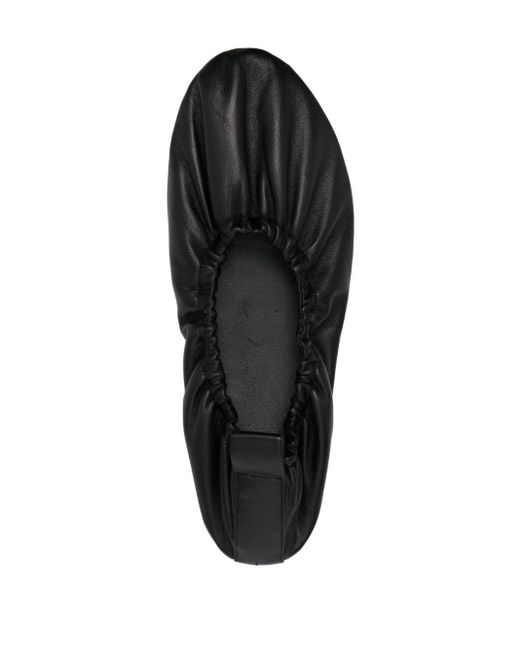 The Row Black Slip-on Leather Ballerina Shoes