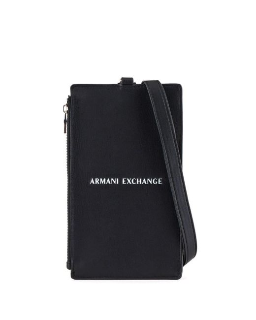 Armani Exchange Black Logo-stamp Phone Pouch for men