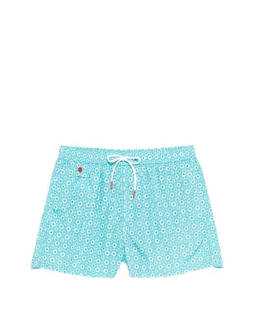 Kiton Blue Short De Bain Imprimé for men