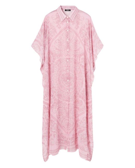 Versace Pink Barocco-print Chiffon Cover-up