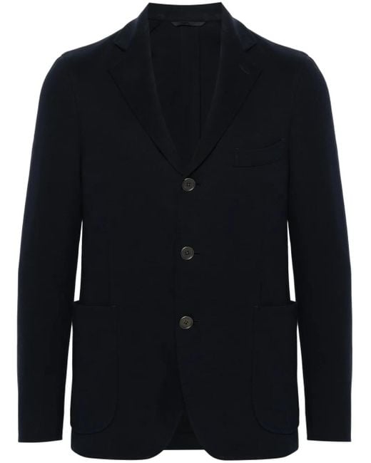 Peserico Blue Single-Breasted Cotton Blazer for men
