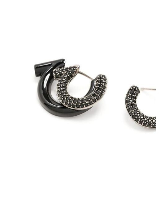 Ferragamo White Gancini Logo Earrings