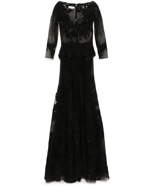 Saiid Kobeisy エンブロイダリー ロングドレス Black
