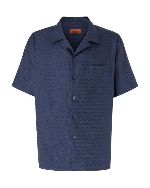 Missoni Blue Zigzag-Jacquard Shirt for men