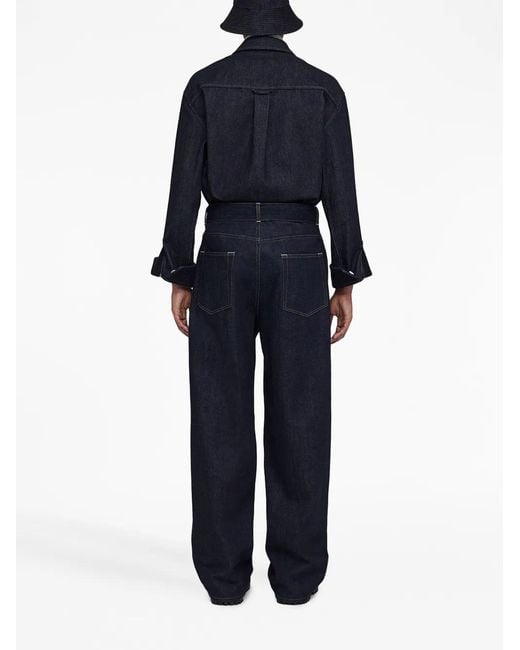 Jil Sander Blue Belted Mid-Rise Wide-Leg Jeans for men