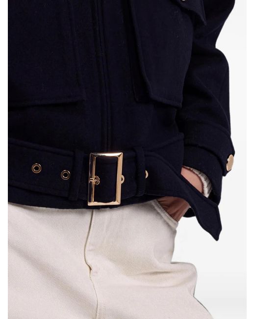 Ermanno Scervino Blue Belted Spread-Collar Jacket