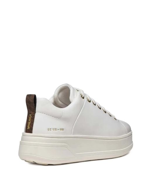 Geox White Platform-Eyelet Sneakers