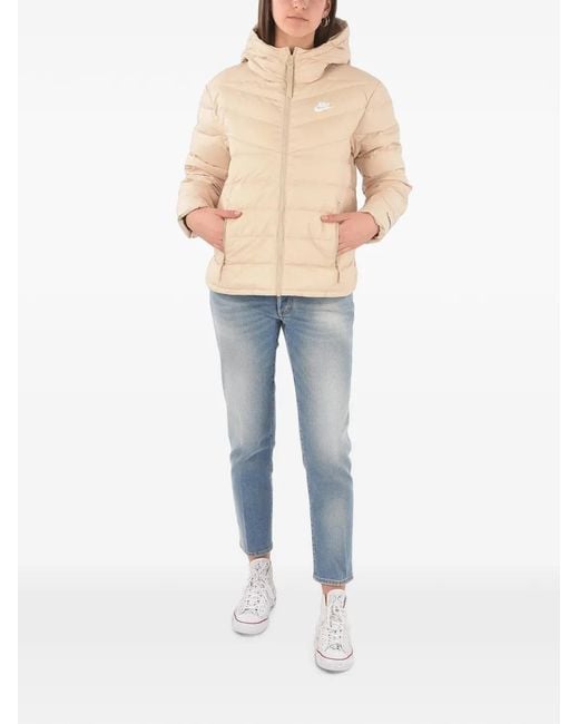 Nike Natural Logo-Print Quilted Jacket