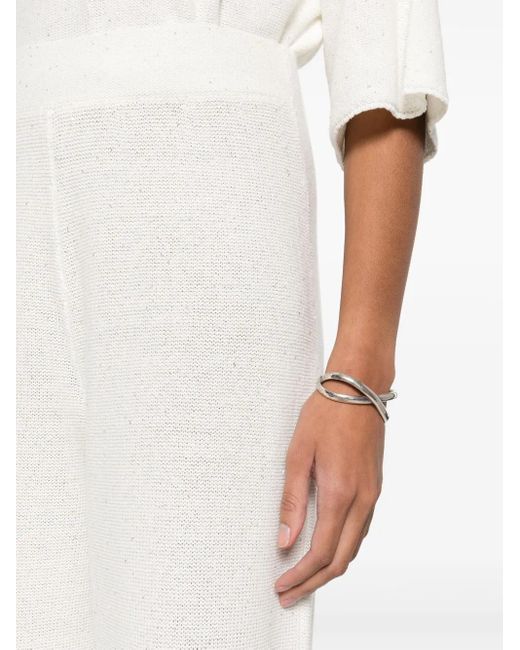 Fabiana Filippi White Sequin-Embellished Knitted Trousers