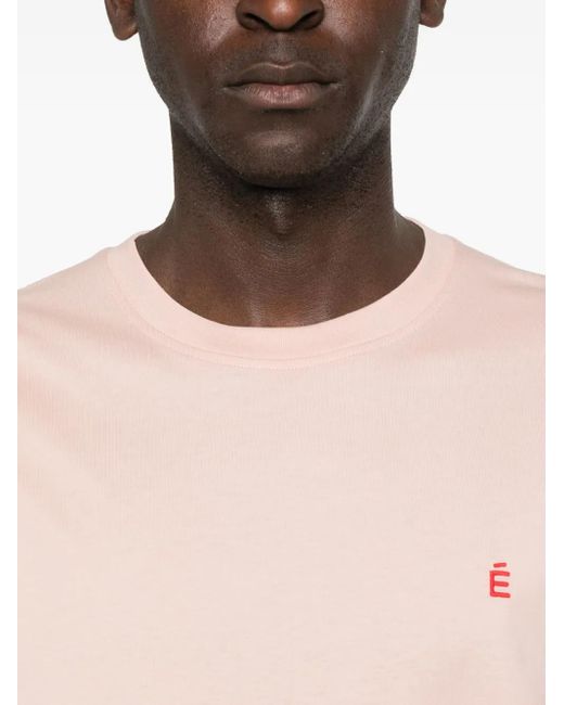 Etudes Studio Pink É Embroidered-Logo T-Shirt for men