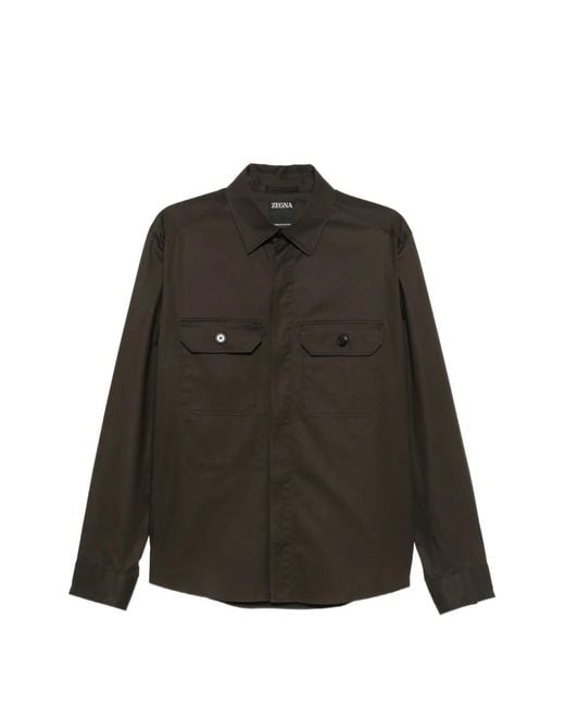 Zegna Black Flap-Pocket Shirt for men
