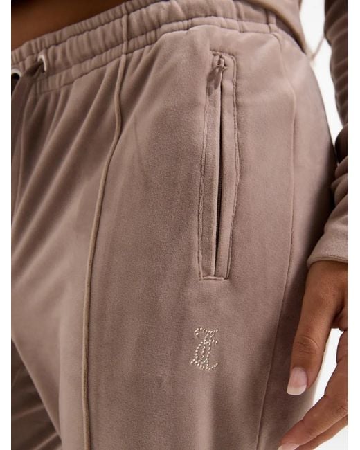 Juicy Couture Pink Velour-Diamanté Track Pants