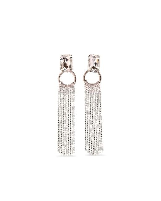 Alessandra Rich White Crystal-Embellished Chandelier Earrings
