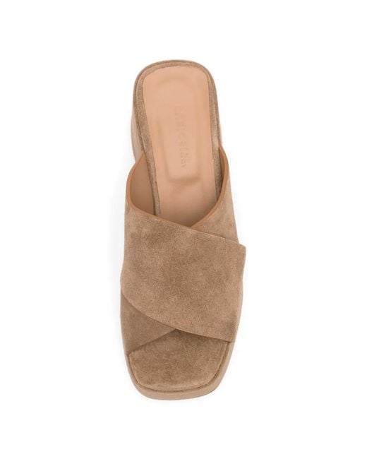CURIOSITÉ Brown Crossover-Strap Platform Sandals
