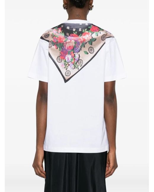 Moschino White T-Shirt À Foulard À Fleurs