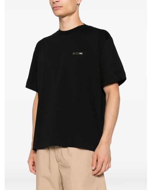 Rhun Black Logo-Patch T-Shirt for men
