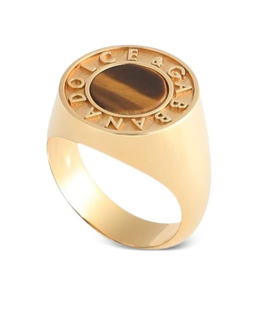 Anello Con Logo Goffrato di Dolce & Gabbana in Metallic da Uomo