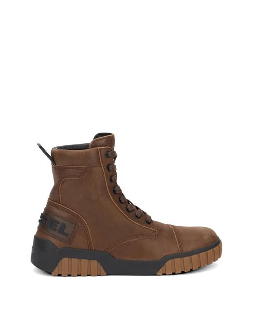 DIESEL Brown H-Rua Lace-Up Boots for men