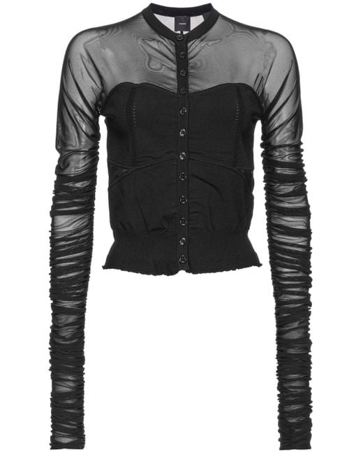 Pinko Black Semi-sheer Corset-style Shirt