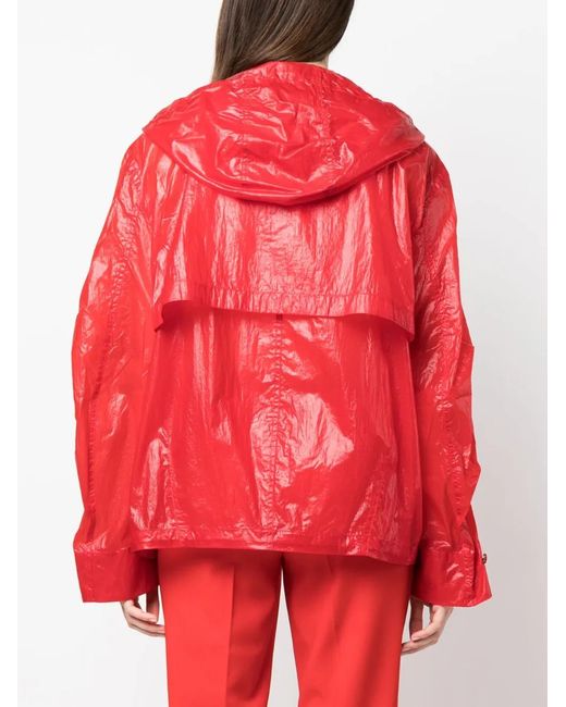 Ferragamo Red Multi-Pocket Hooded Jacket