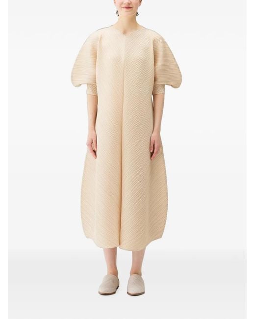 Pleats Please Issey Miyake Natural Coast Pleated Midi Dress