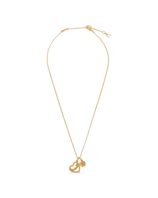 COACH White Heart Floral Charm Necklace