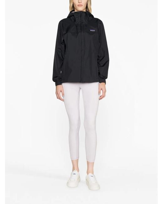 Patagonia Black Logo-Patch Hooded Bomber Jacket