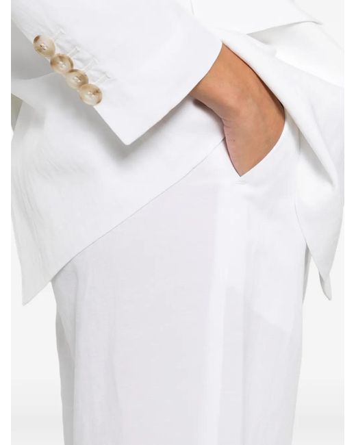 NINA 14.7 White Elasticated Wide-Leg Trousers