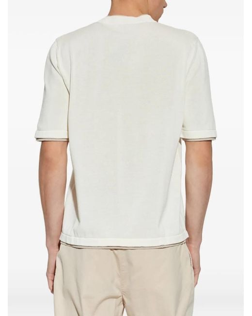 Eleventy White Ribbed-Trim T-Shirt for men